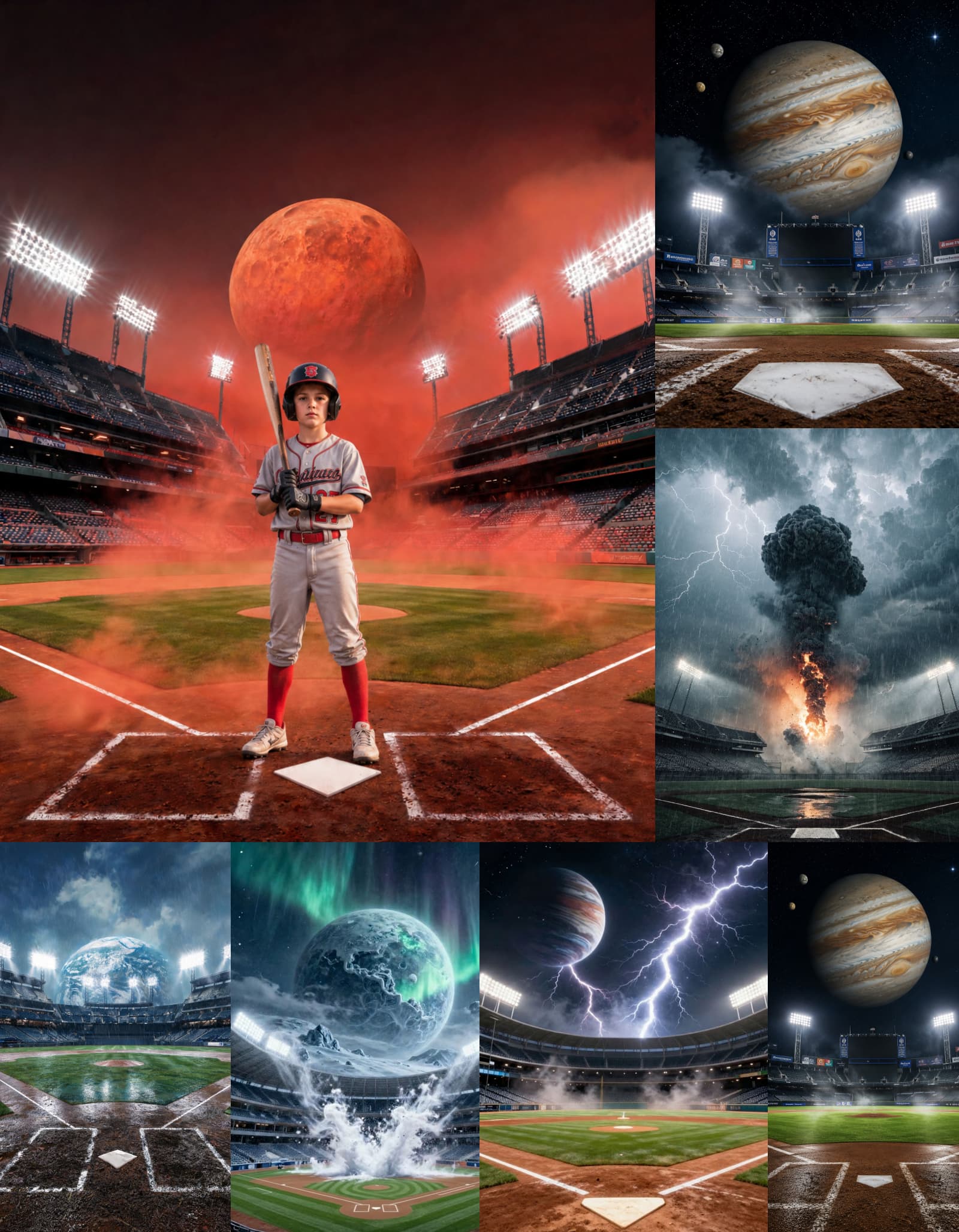 35 Cosmic Baseball Stadium Digital Backdrops, Space Sports Backgrounds, Galaxy Stadiums, JPG Files - Thumbnail 4