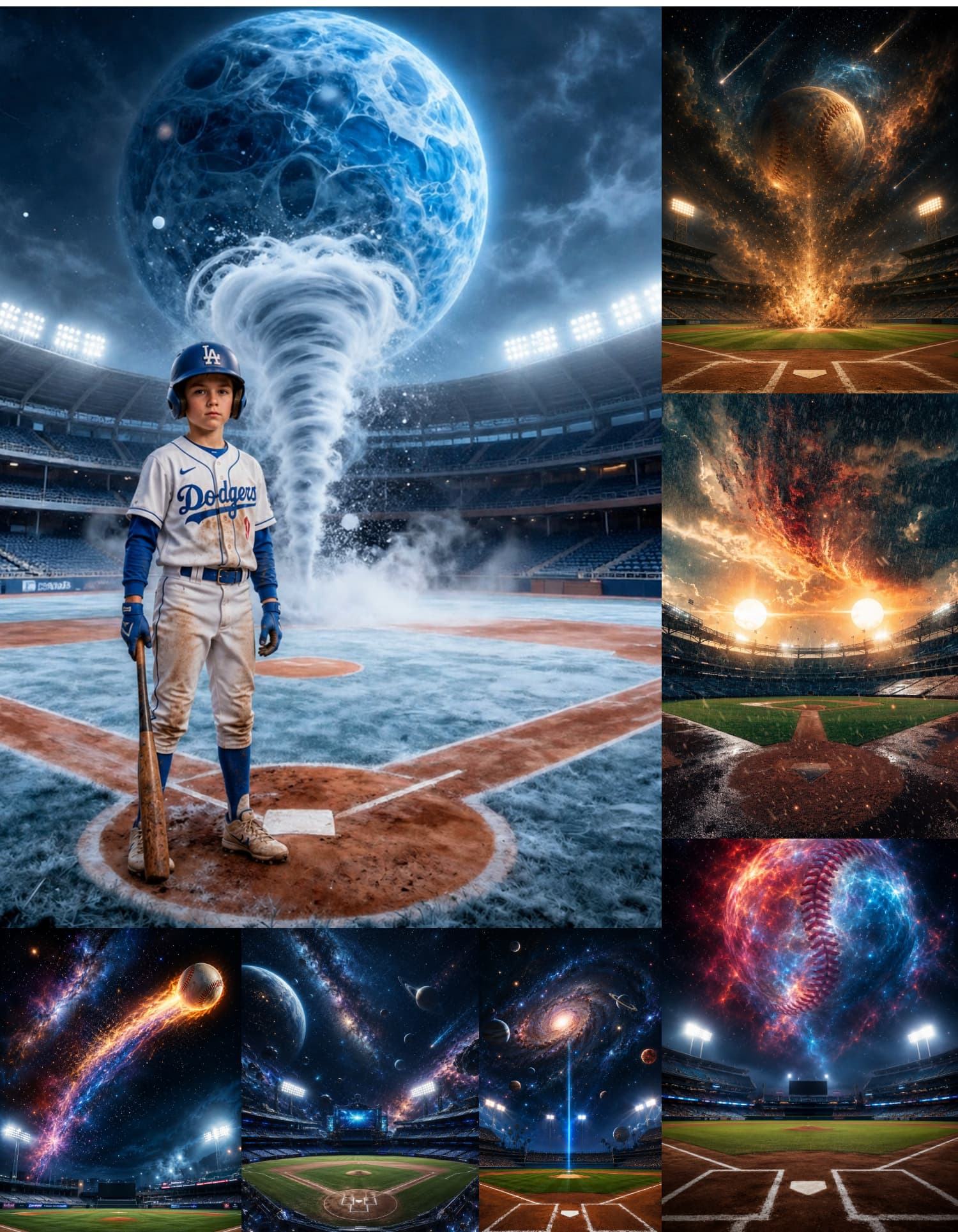 35 Cosmic Baseball Stadium Digital Backdrops, Space Sports Backgrounds, Galaxy Stadiums, JPG Files - Thumbnail 5