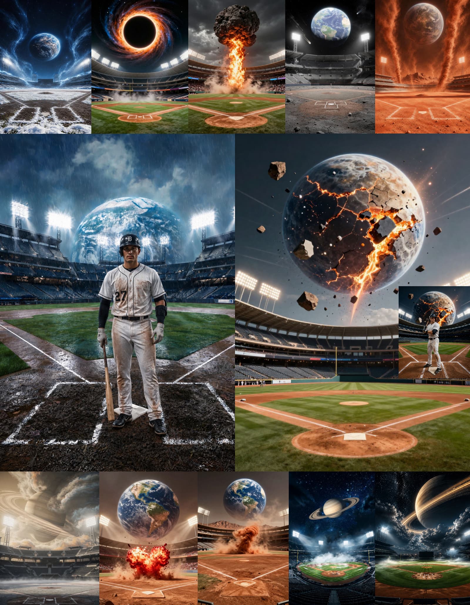 35 Cosmic Baseball Stadium Digital Backdrops, Space Sports Backgrounds, Galaxy Stadiums, JPG Files - Thumbnail 6