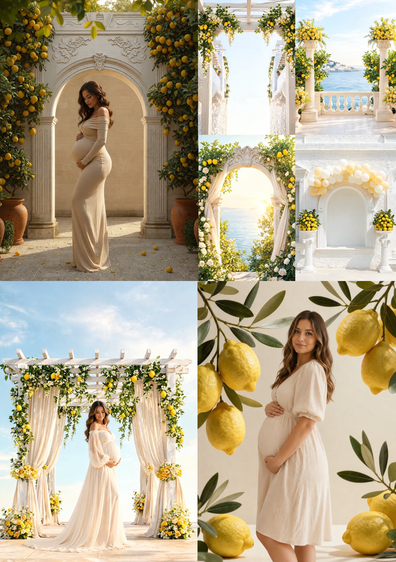 Italian Summer Baby Shower Backdrop Bundle, 40 Lemon & Olive Digital Backgrounds, Mediterranean Maternity Portrait Backdrops, JPG Download - Thumbnail 11
