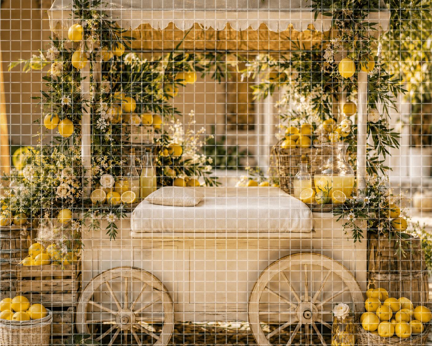 Set of 2 Lemon Newborn Digital Backdrops, Lemonade Stand Baby Composite, Newborn Photoshop Background, Summer Citrus Photography Backdrop, Rustic Lemon Market Scene - Thumbnail 3