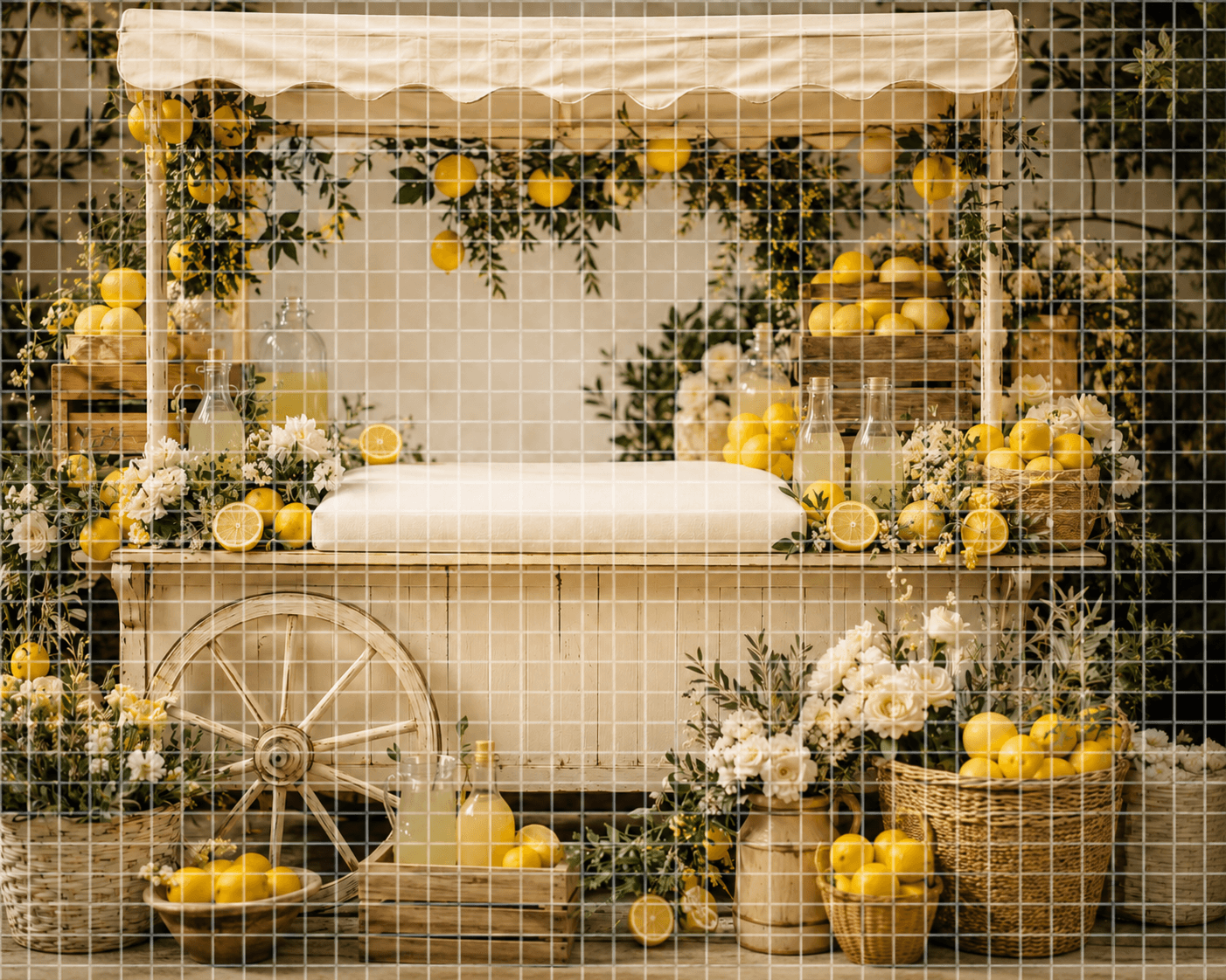 Set of 2 Lemon Newborn Digital Backdrops, Lemonade Stand Baby Composite, Newborn Photoshop Background, Summer Citrus Photography Backdrop, Rustic Lemon Market Scene - Thumbnail 4