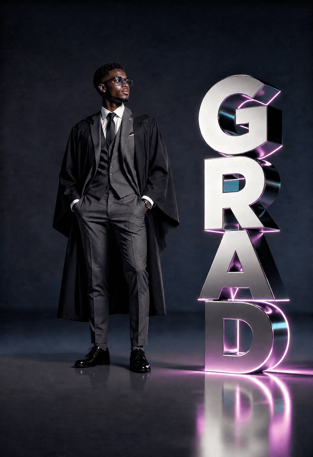 Graduation Digital Backdrop Set | 2026 Senior Photo Backgrounds with 3D GRAD Letters, 4 JPGs - Thumbnail 4