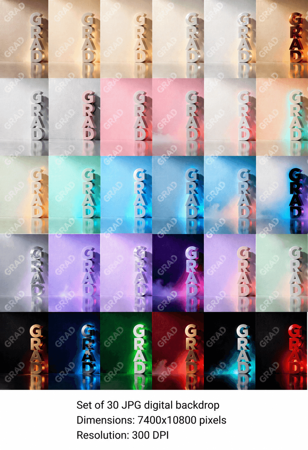 Graduation Digital Backdrop Set | 2026 Senior Photo Backgrounds with 3D GRAD Letters, 30 JPGs - Thumbnail 14