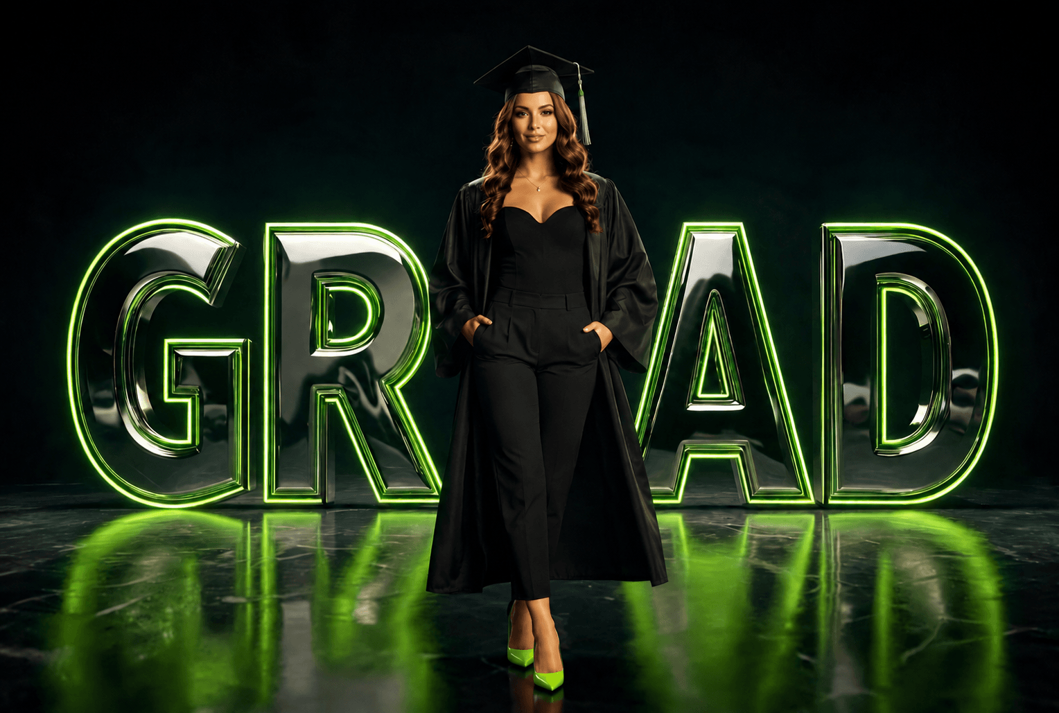 Neon Graduation Digital Backdrop, Grad Party Digital Background, Class of 2026 Photo Booth Backdrop, 15 JPG Files, Instant Download - Thumbnail 3