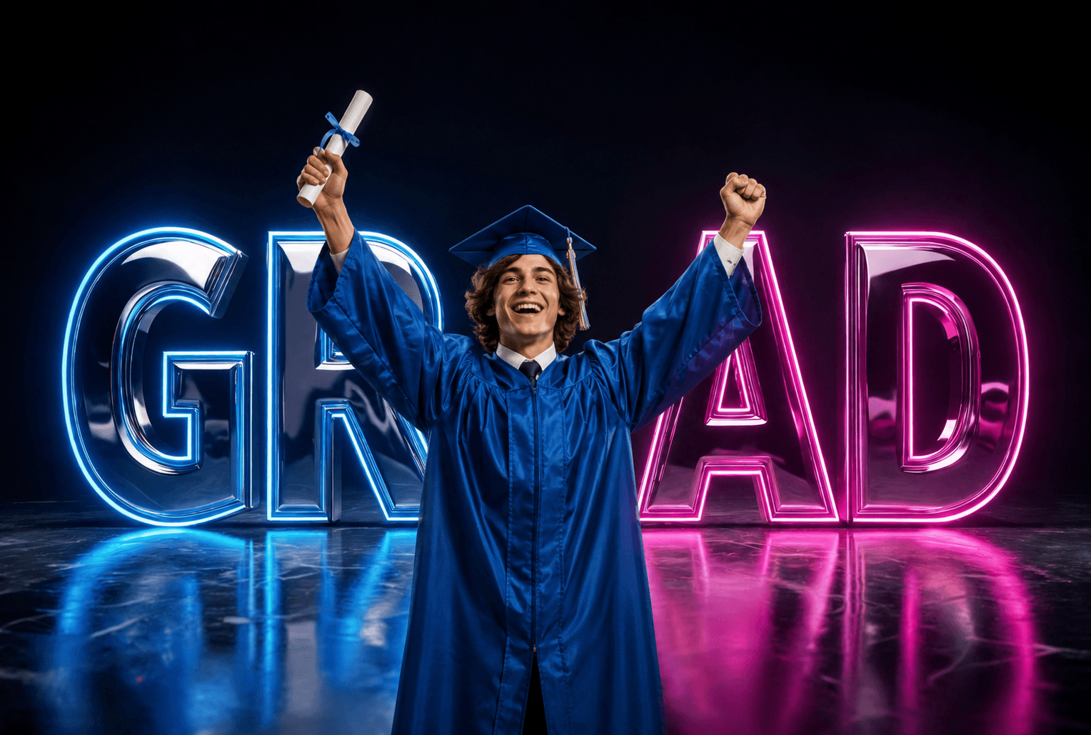 Neon Graduation Digital Backdrop, Grad Party Digital Background, Class of 2026 Photo Booth Backdrop, 15 JPG Files, Instant Download - Thumbnail 9