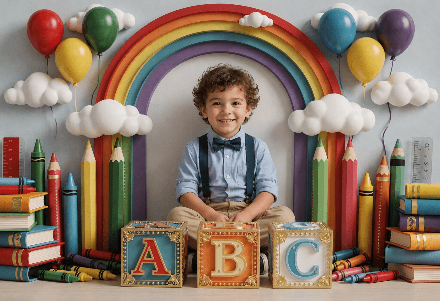 Rainbow Classroom School Photo Backdrop Bundle, Kindergarten Graduation Digital Backdrops, 20 JPG Backgrounds - Thumbnail 3