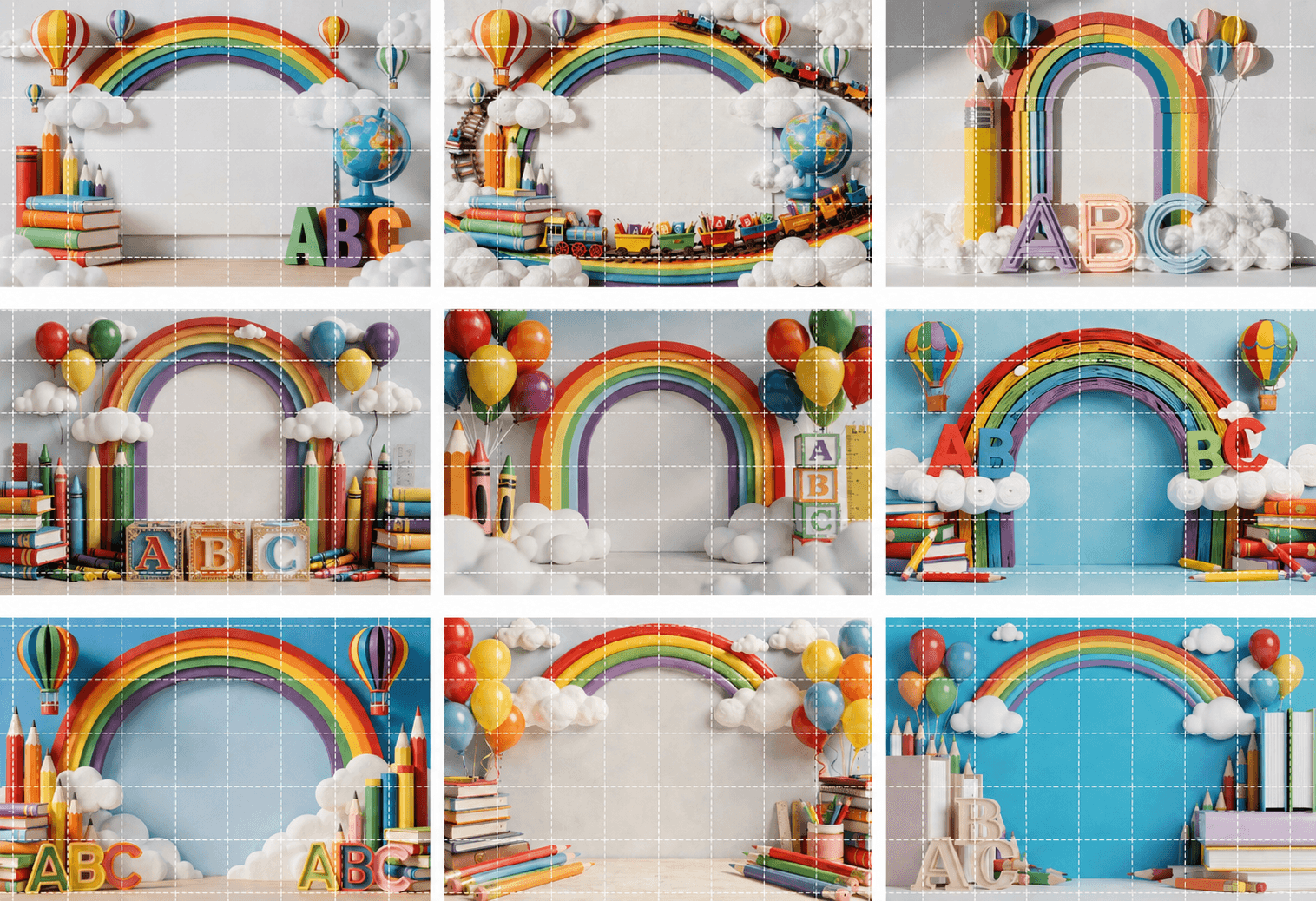 Rainbow Classroom School Photo Backdrop Bundle, Kindergarten Graduation Digital Backdrops, 20 JPG Backgrounds - Thumbnail 11