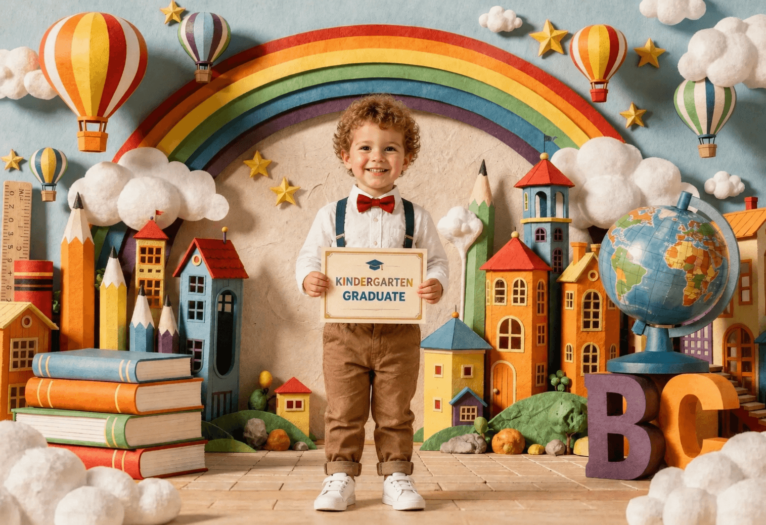 Create bright and memorable school portraits with this Rainbow Classroom School Photo Backdrop.