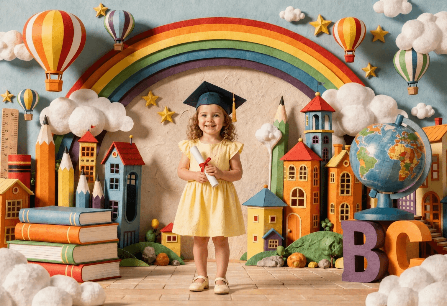 Create bright and memorable school portraits with this Rainbow Classroom School Photo Backdrop. - Thumbnail 2