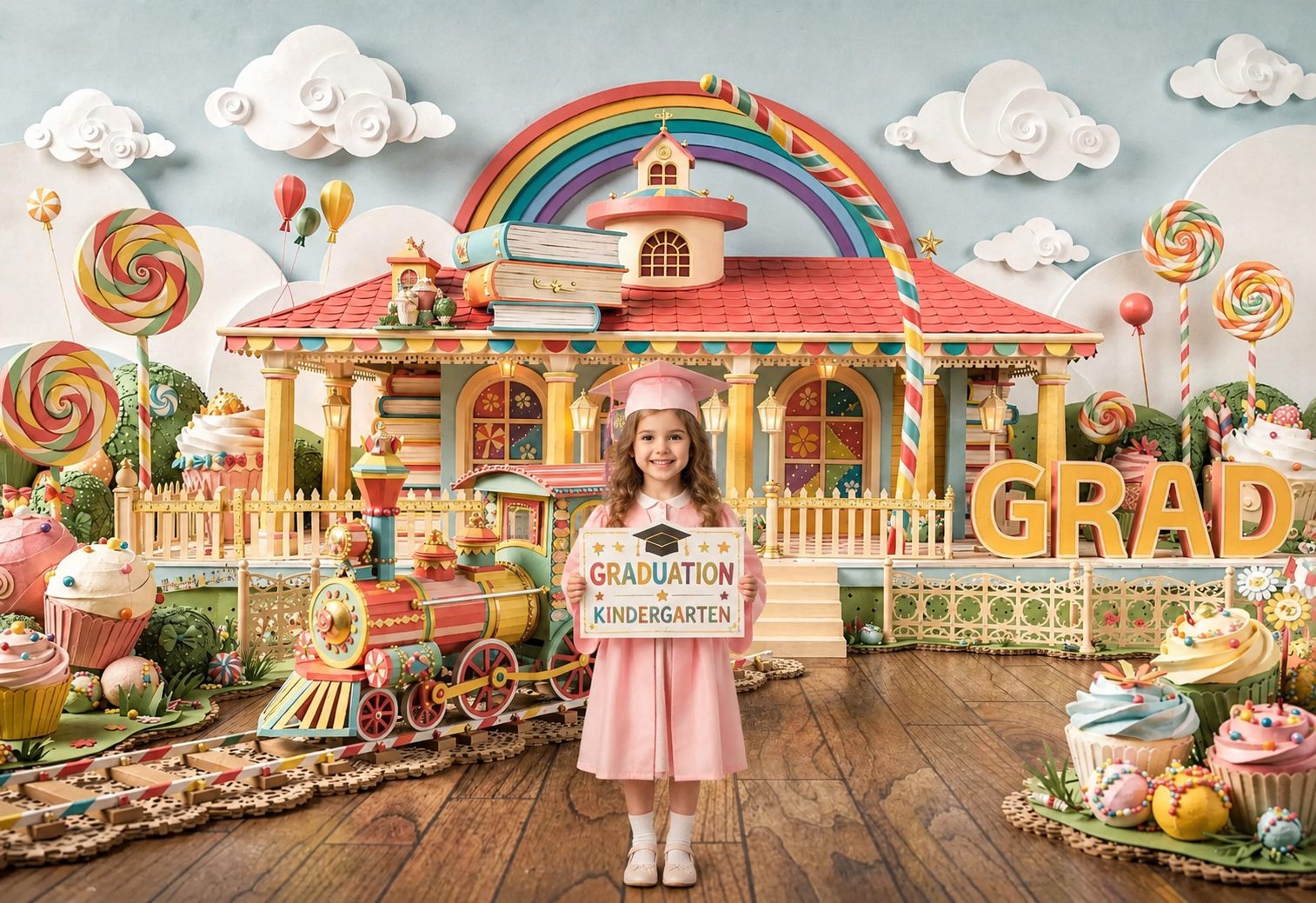 Candy Land School Photo Backdrop Bundle, Preschool Kindergarten Graduation, 15 JPG Backgrounds - Thumbnail 7
