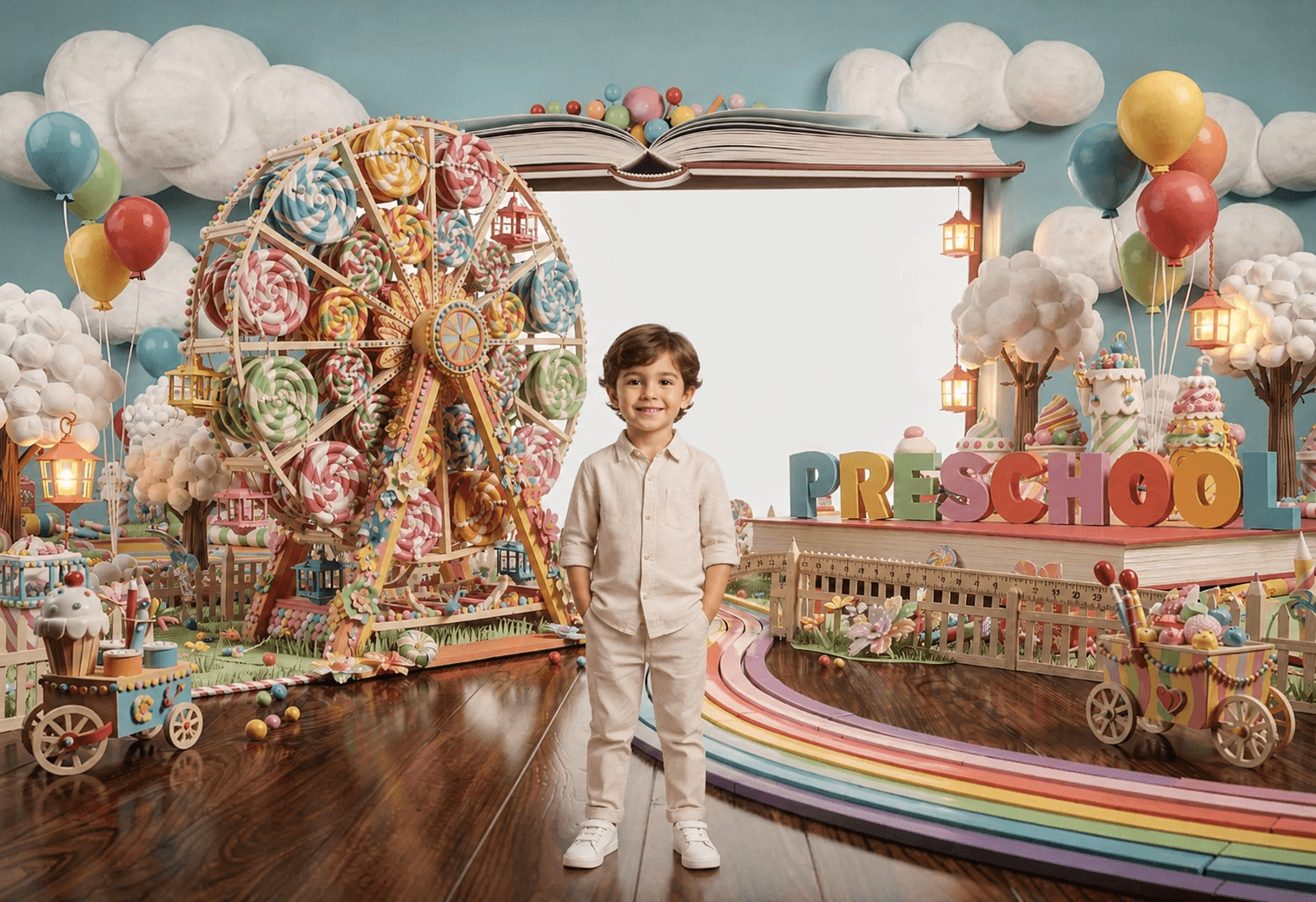 Candy Land School Photo Backdrop Bundle, Preschool Kindergarten Graduation, 15 JPG Backgrounds - Thumbnail 8