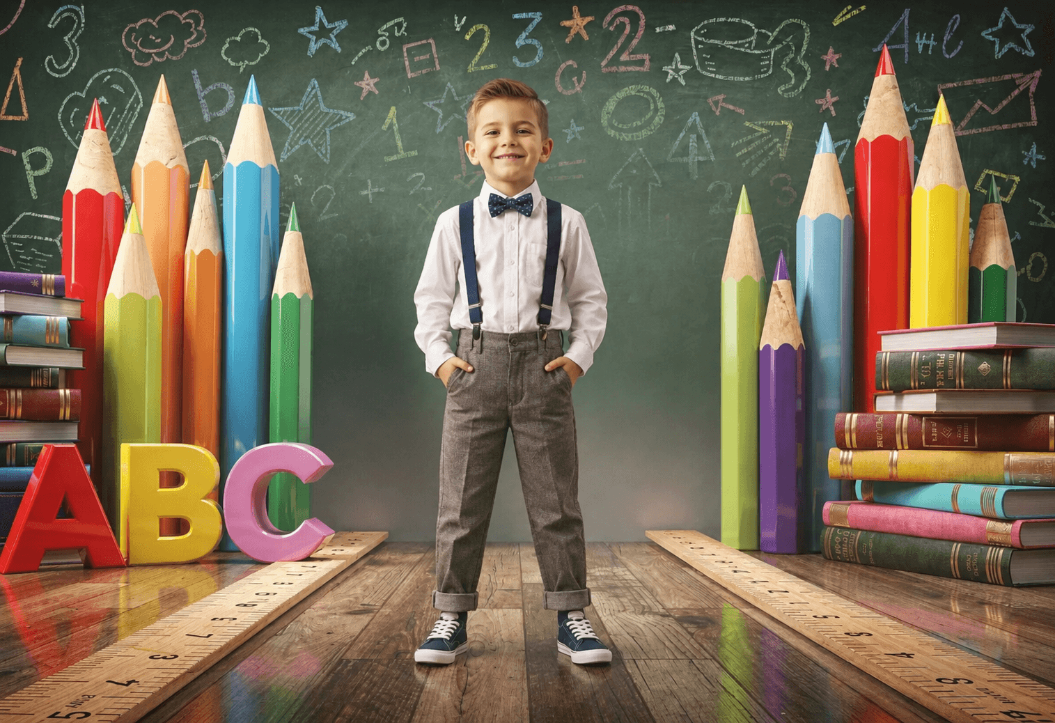 20 Back to School Digital Backdrops Bundle | School Portrait Backgrounds | Composite Photo Templates | Classroom Photography Backdrops - Thumbnail 3