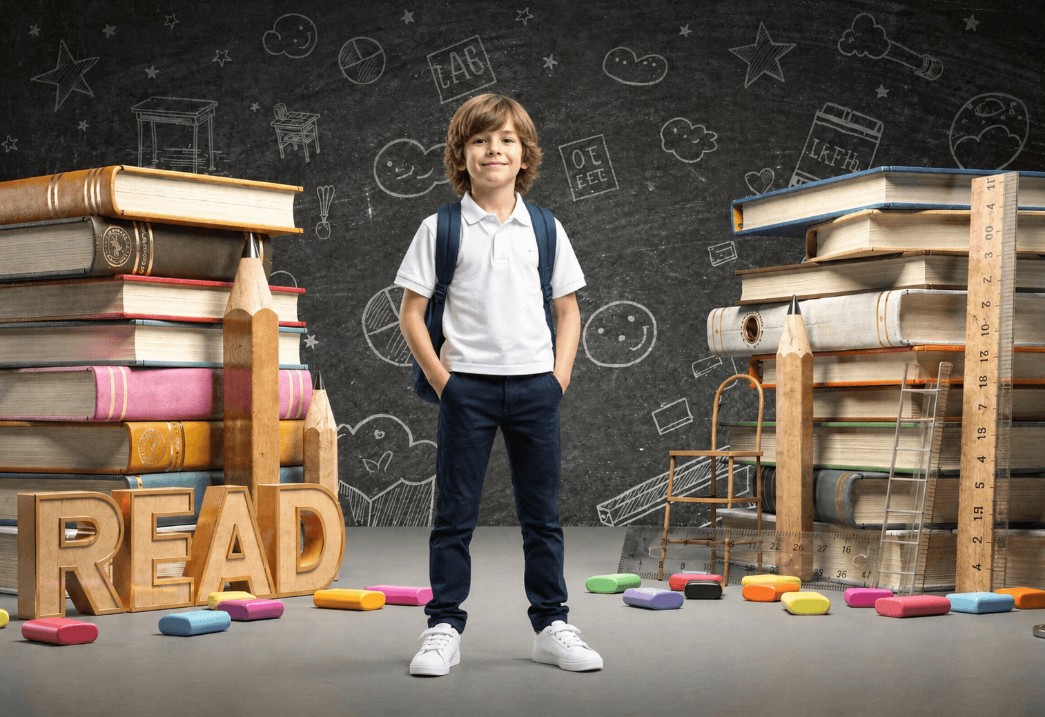 20 Back to School Digital Backdrops Bundle | School Portrait Backgrounds | Composite Photo Templates | Classroom Photography Backdrops - Thumbnail 6