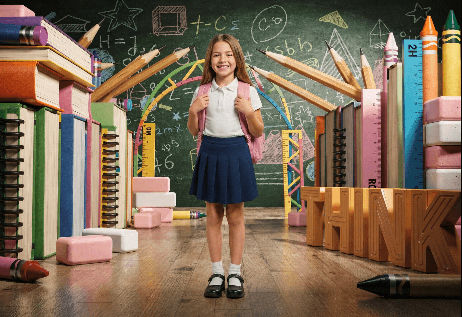 20 Back to School Digital Backdrops Bundle | School Portrait Backgrounds | Composite Photo Templates | Classroom Photography Backdrops - Thumbnail 8