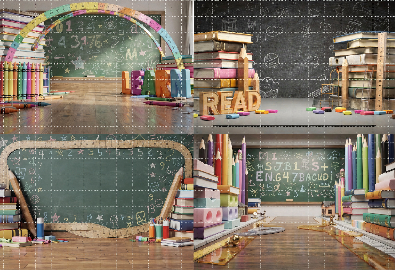 20 Back to School Digital Backdrops Bundle | School Portrait Backgrounds | Composite Photo Templates | Classroom Photography Backdrops - Thumbnail 9