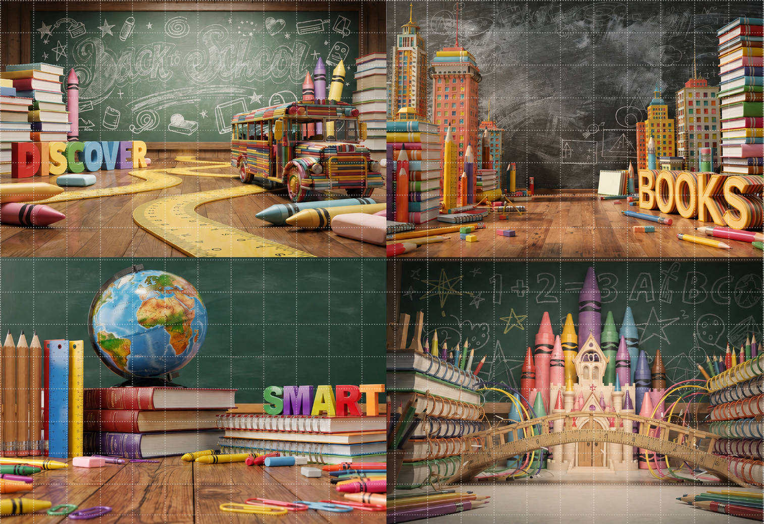 20 Back to School Digital Backdrops Bundle | School Portrait Backgrounds | Composite Photo Templates | Classroom Photography Backdrops - Thumbnail 12