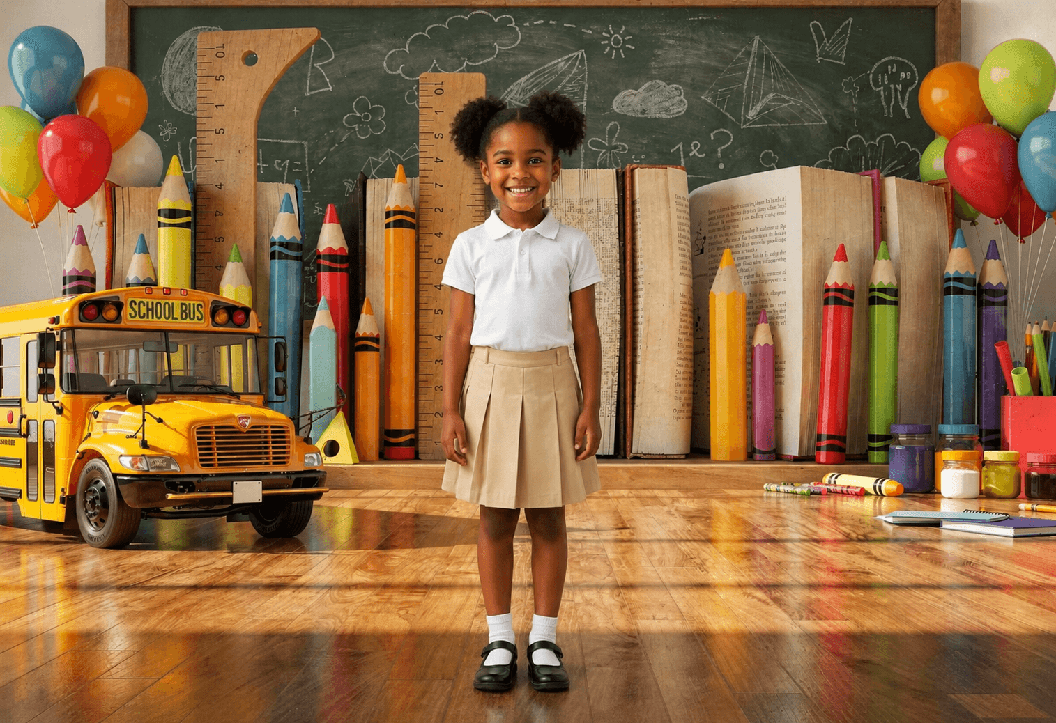 20 Back to School School Bus Digital Backdrops Bundle | School Portrait Backgrounds | Composite Photo Templates | Classroom Photography - Thumbnail 6