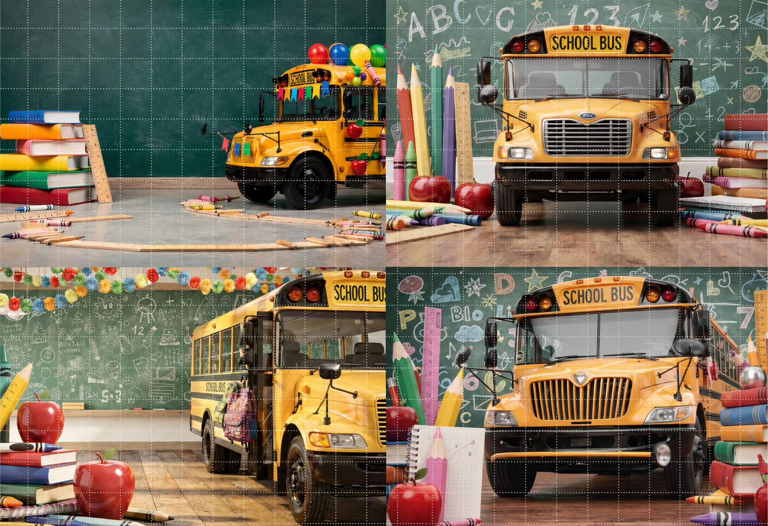 20 Back to School School Bus Digital Backdrops Bundle | School Portrait Backgrounds | Composite Photo Templates | Classroom Photography - Thumbnail 7
