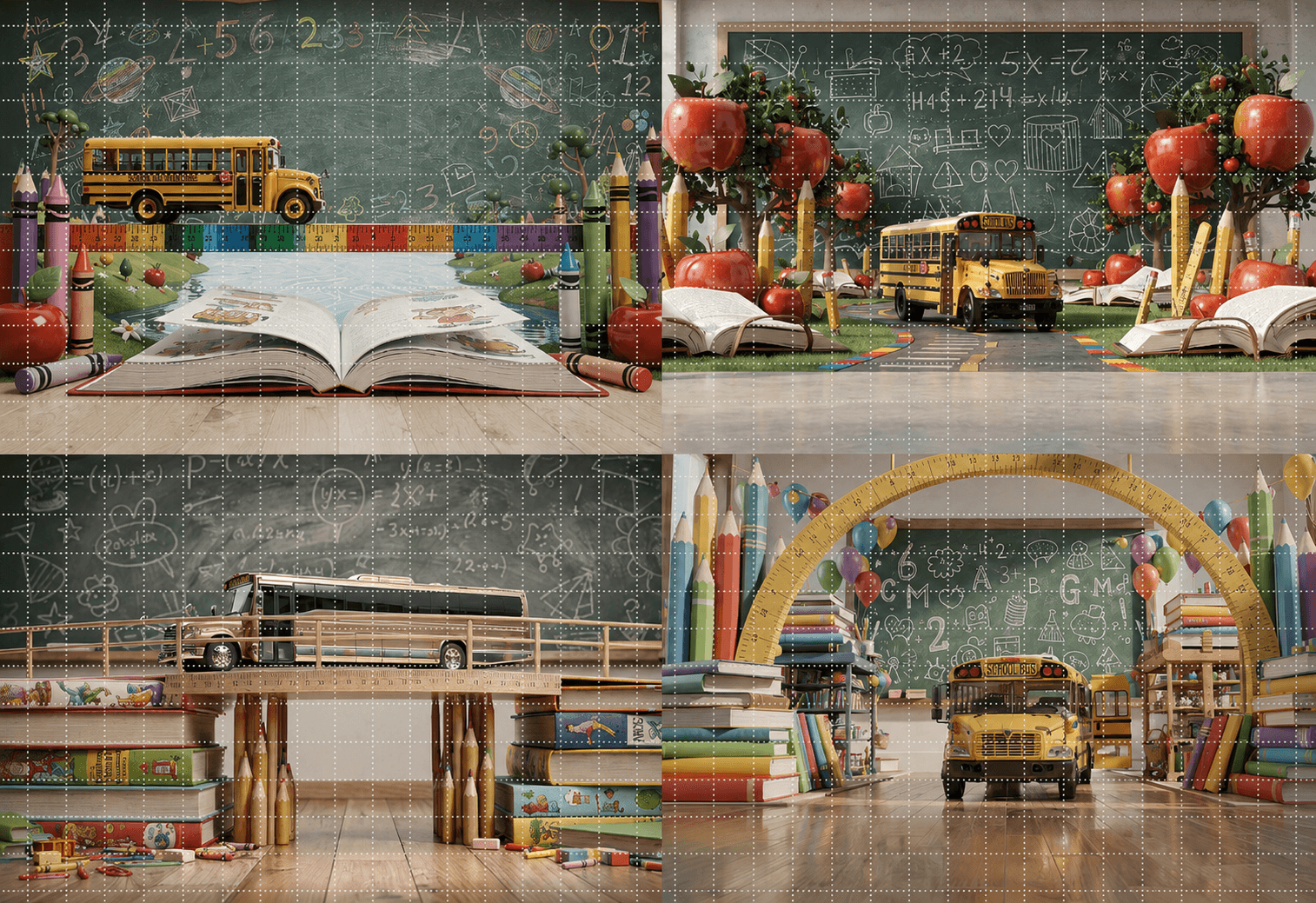 20 Back to School School Bus Digital Backdrops Bundle | School Portrait Backgrounds | Composite Photo Templates | Classroom Photography - Thumbnail 9