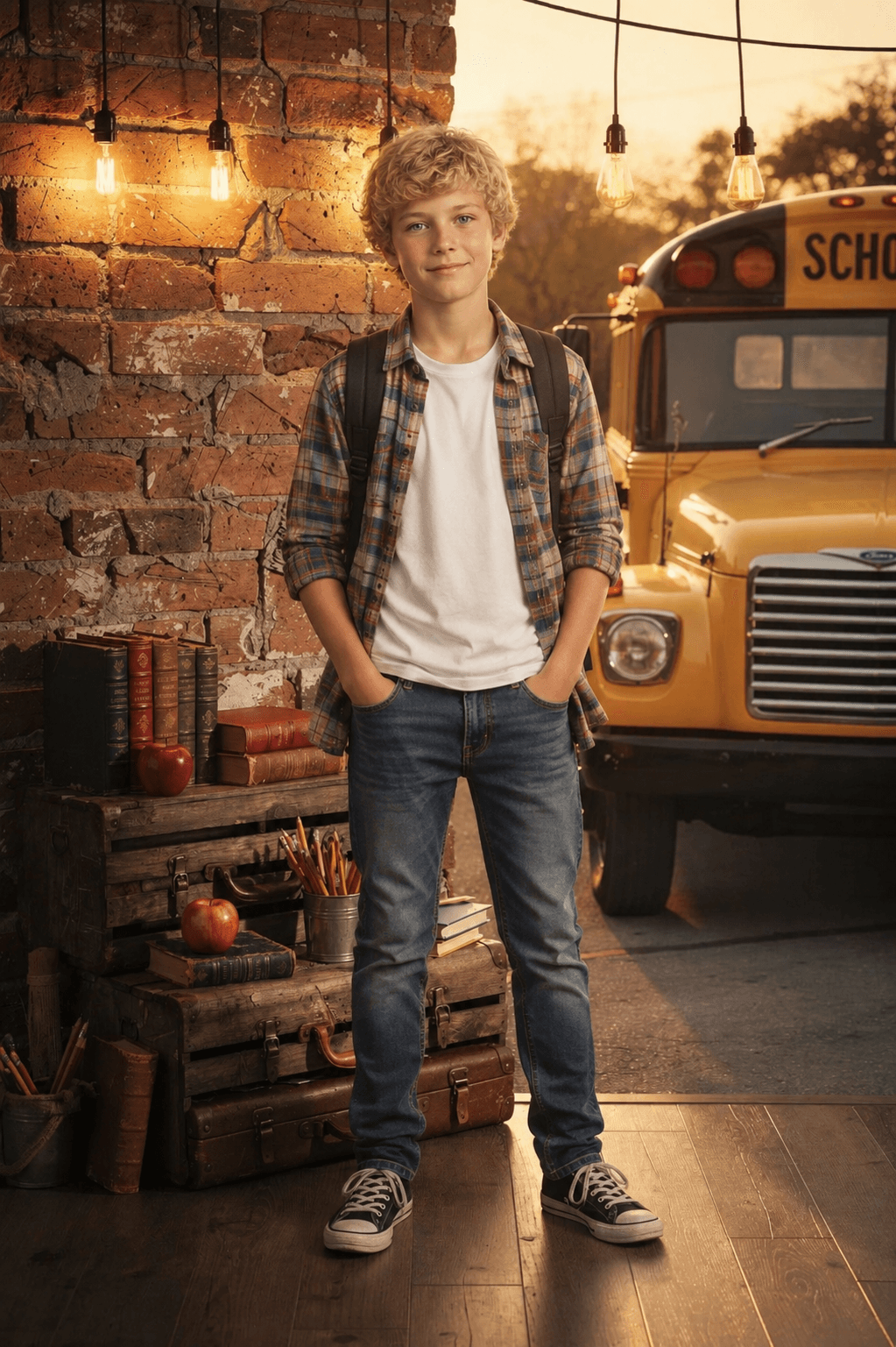 10 Vintage School Digital Backdrops Bundle | Retro Classroom Backgrounds | Library & School Bus Photo Backdrops | School Portrait Composite Templates - Thumbnail 4