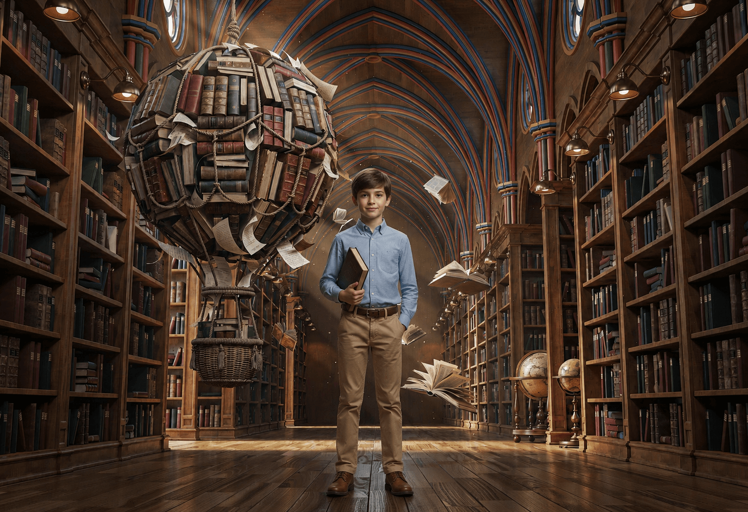 25 Rainbow Library Digital Backdrops Bundle | School Library Backgrounds | Book-Themed Portrait Backdrops | Composite Photo Templates - Thumbnail 3