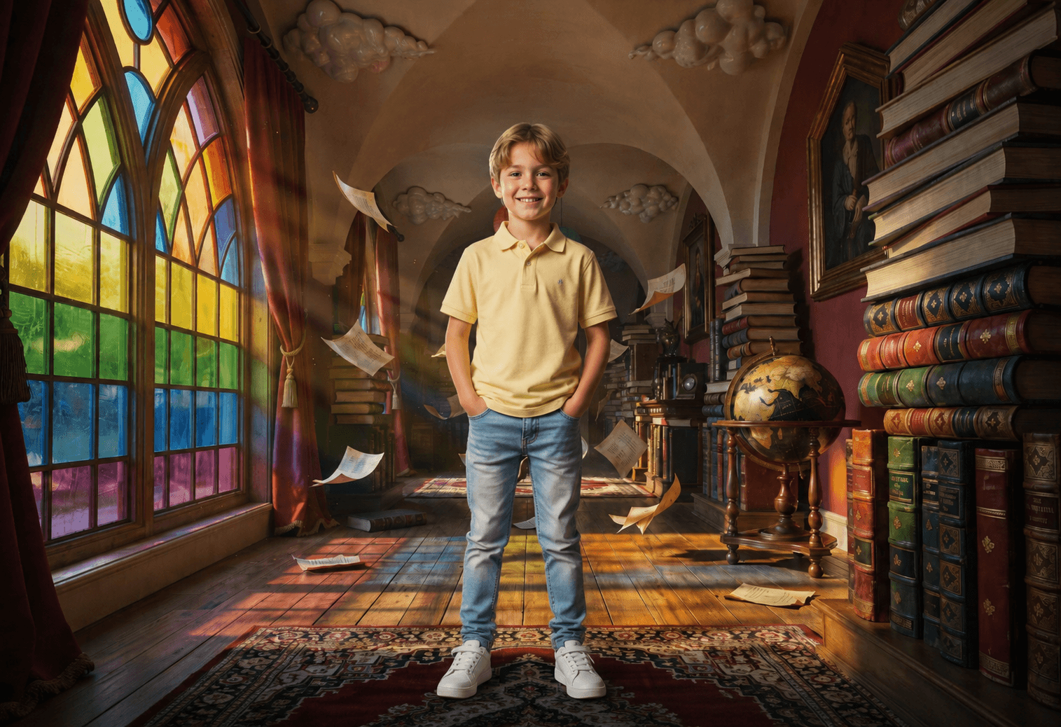 25 Rainbow Library Digital Backdrops Bundle | School Library Backgrounds | Book-Themed Portrait Backdrops | Composite Photo Templates - Thumbnail 4