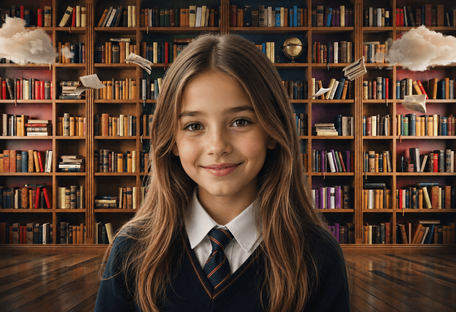 25 Rainbow Library Digital Backdrops Bundle | School Library Backgrounds | Book-Themed Portrait Backdrops | Composite Photo Templates - Thumbnail 7
