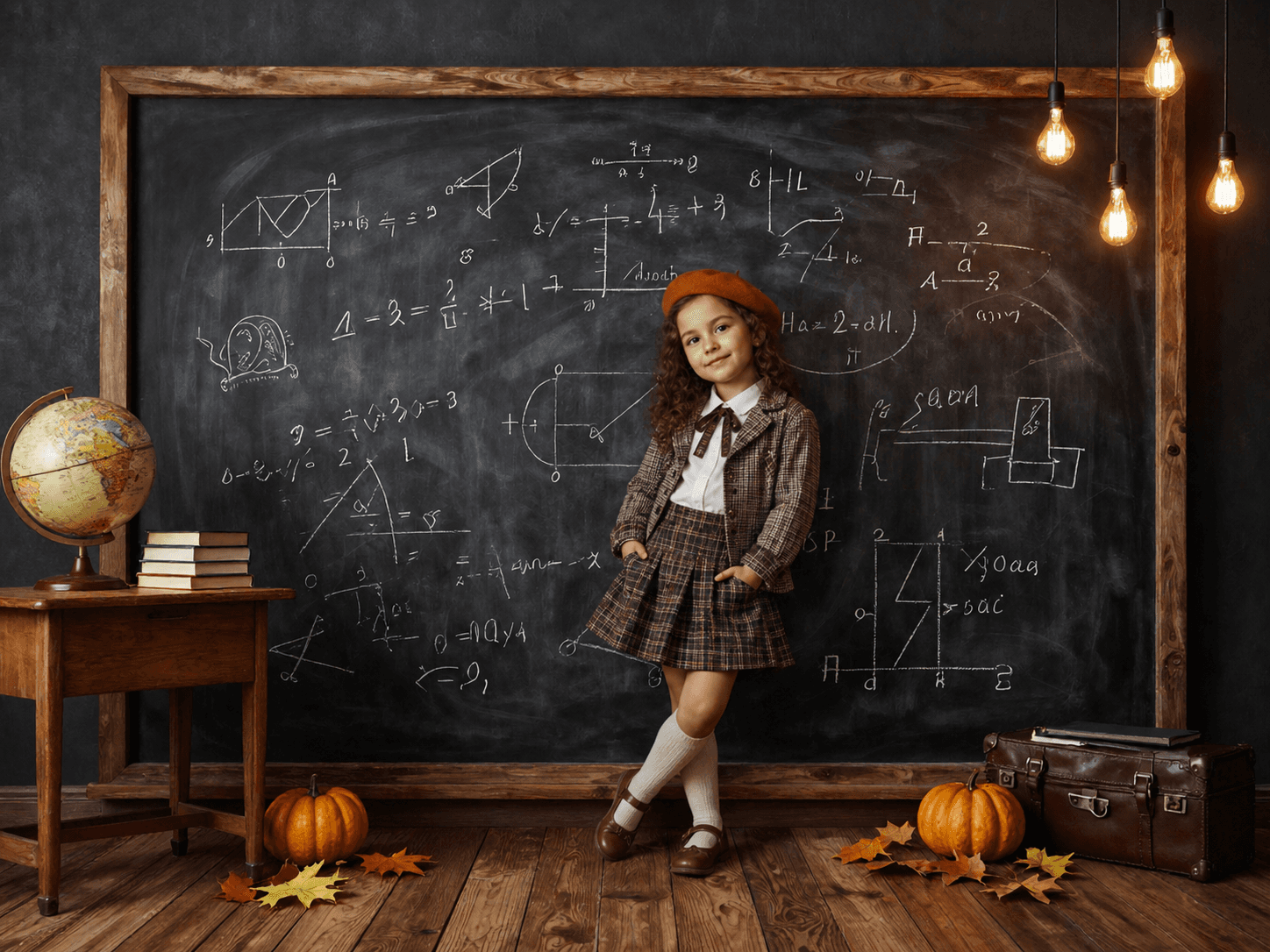 30 Fall Classroom Digital Backdrops, Back to School Backgrounds, Autumn School Portrait Backdrops, Vintage Classroom Photo Bundle - Thumbnail 3