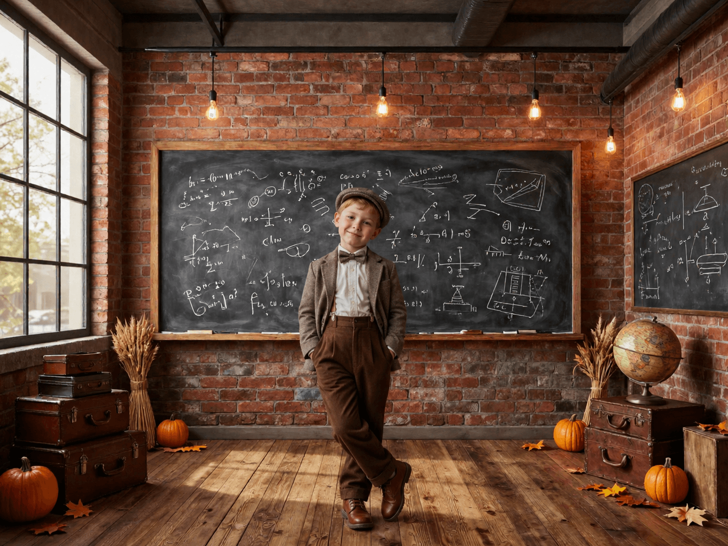 30 Fall Classroom Digital Backdrops, Back to School Backgrounds, Autumn School Portrait Backdrops, Vintage Classroom Photo Bundle - Thumbnail 4