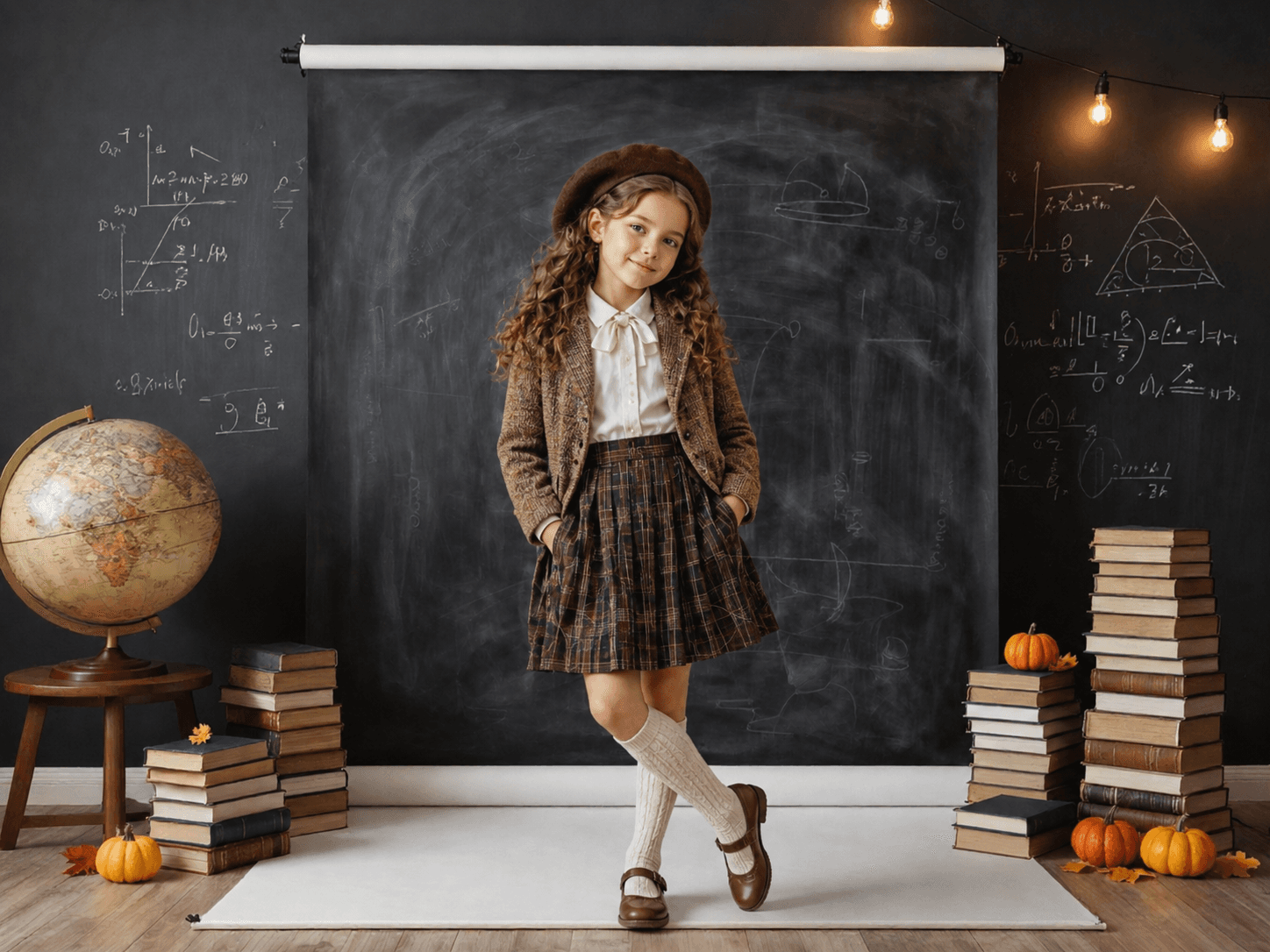 30 Fall Classroom Digital Backdrops, Back to School Backgrounds, Autumn School Portrait Backdrops, Vintage Classroom Photo Bundle - Thumbnail 6