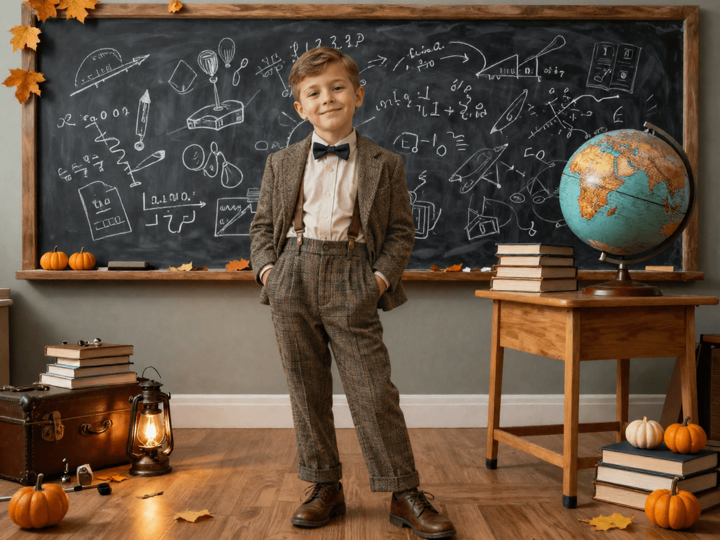 30 Fall Classroom Digital Backdrops, Back to School Backgrounds, Autumn School Portrait Backdrops, Vintage Classroom Photo Bundle - Thumbnail 8
