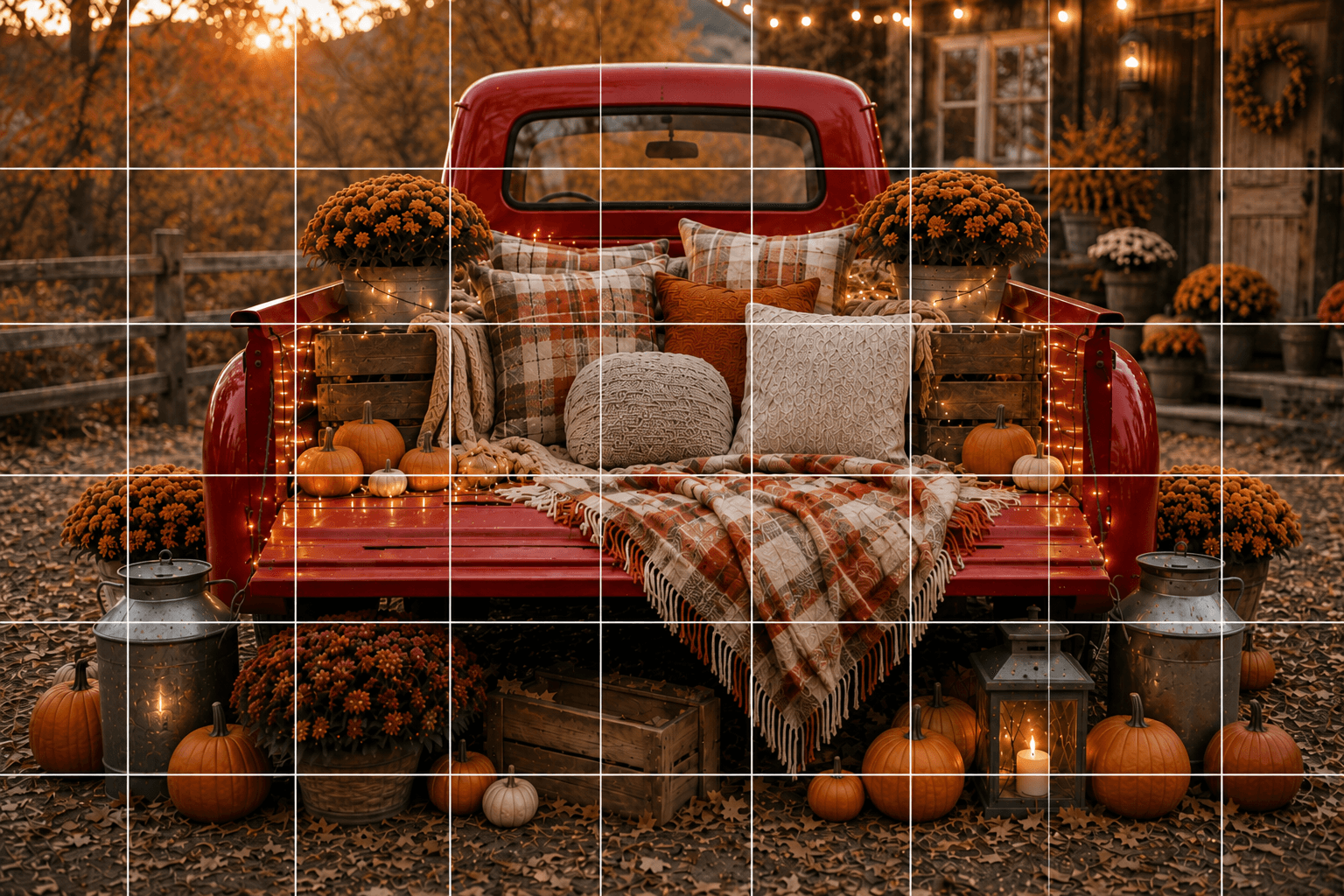 Autumn Digital Background, Fall Truck Backdrop, Pumpkin Portrait Background, Rustic Farm Fall Scene, Autumn Photography Backdrop - Thumbnail 3