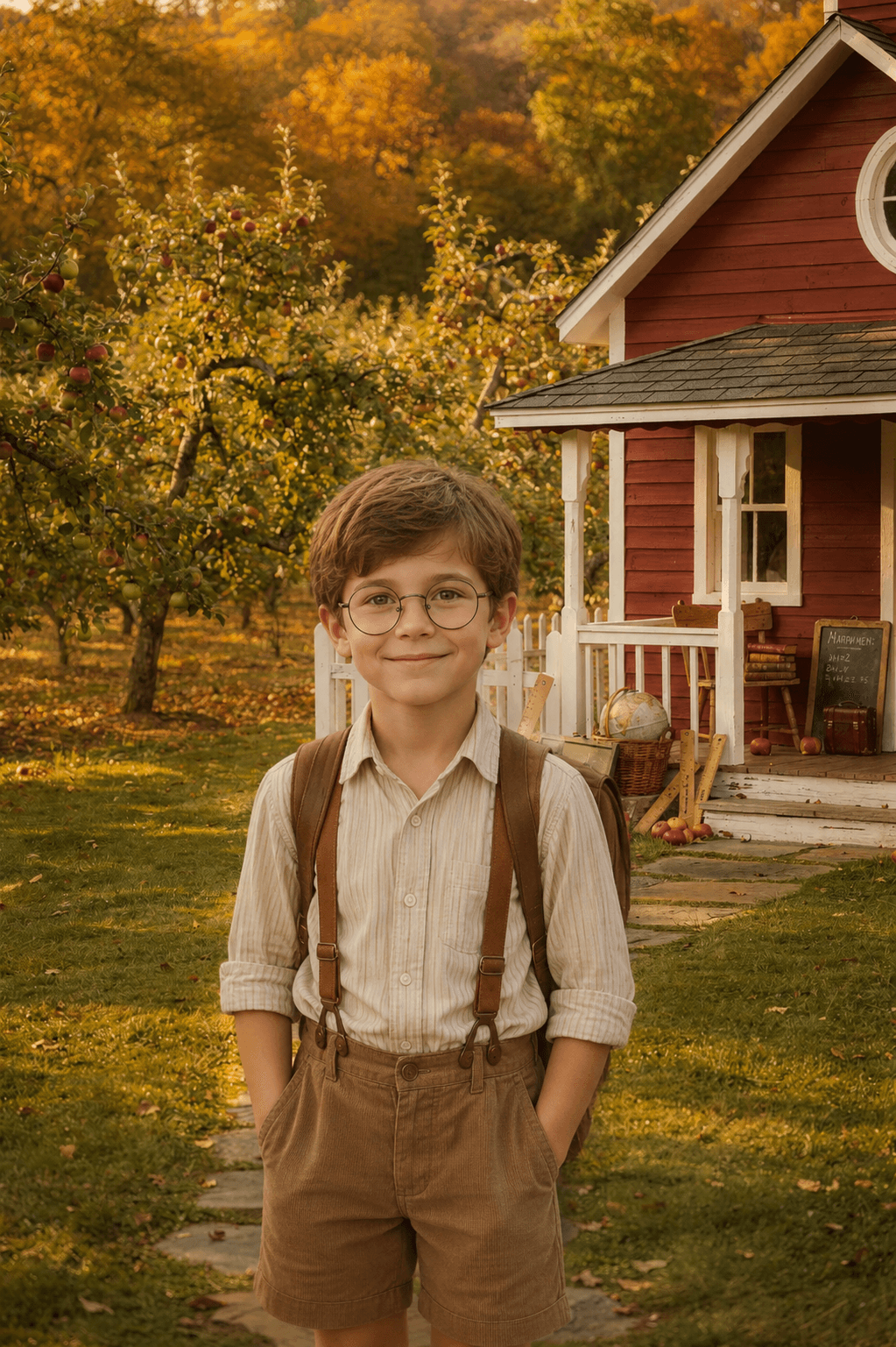 30 Back to School Apple Orchard Digital Backdrop Bundle, Fall School Portrait Background, Kindergarten Photography Prop, JPG Download - Thumbnail 7