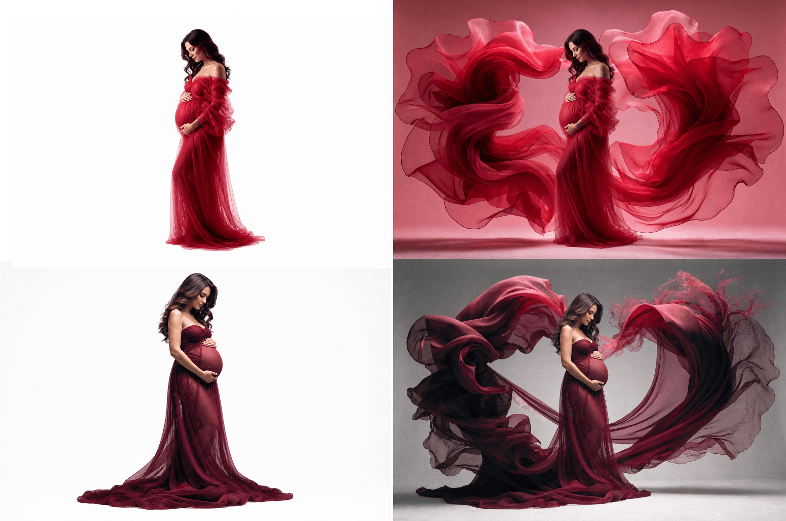 40 Red & Pink Maternity Digital Backdrops, Flowing Draped Fabric Photography Backgrounds, Maternity Photo Props, Studio Backdrops, JPG - Thumbnail 2