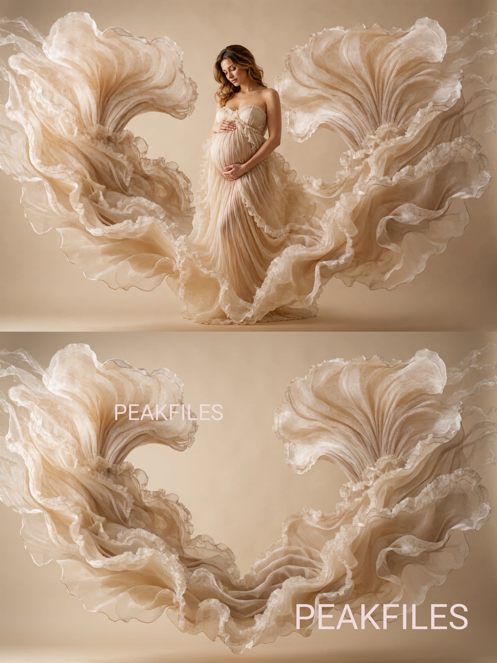 35 Ivory Draped Maternity Backdrops, Cream Fabric Pregnancy Backgrounds, Elegant Flowing Cloth Photoshop Overlays,  Photo Backdrop Bundle - Thumbnail 5