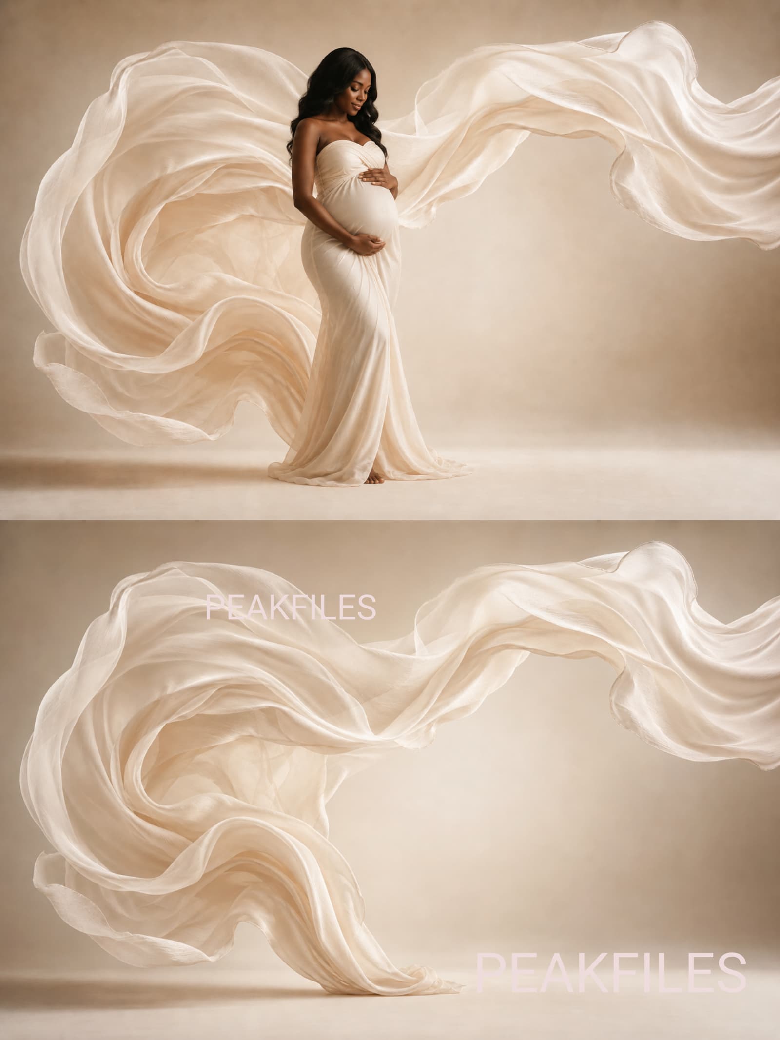 35 Ivory Draped Maternity Backdrops, Cream Fabric Pregnancy Backgrounds, Elegant Flowing Cloth Photoshop Overlays,  Photo Backdrop Bundle - Thumbnail 6