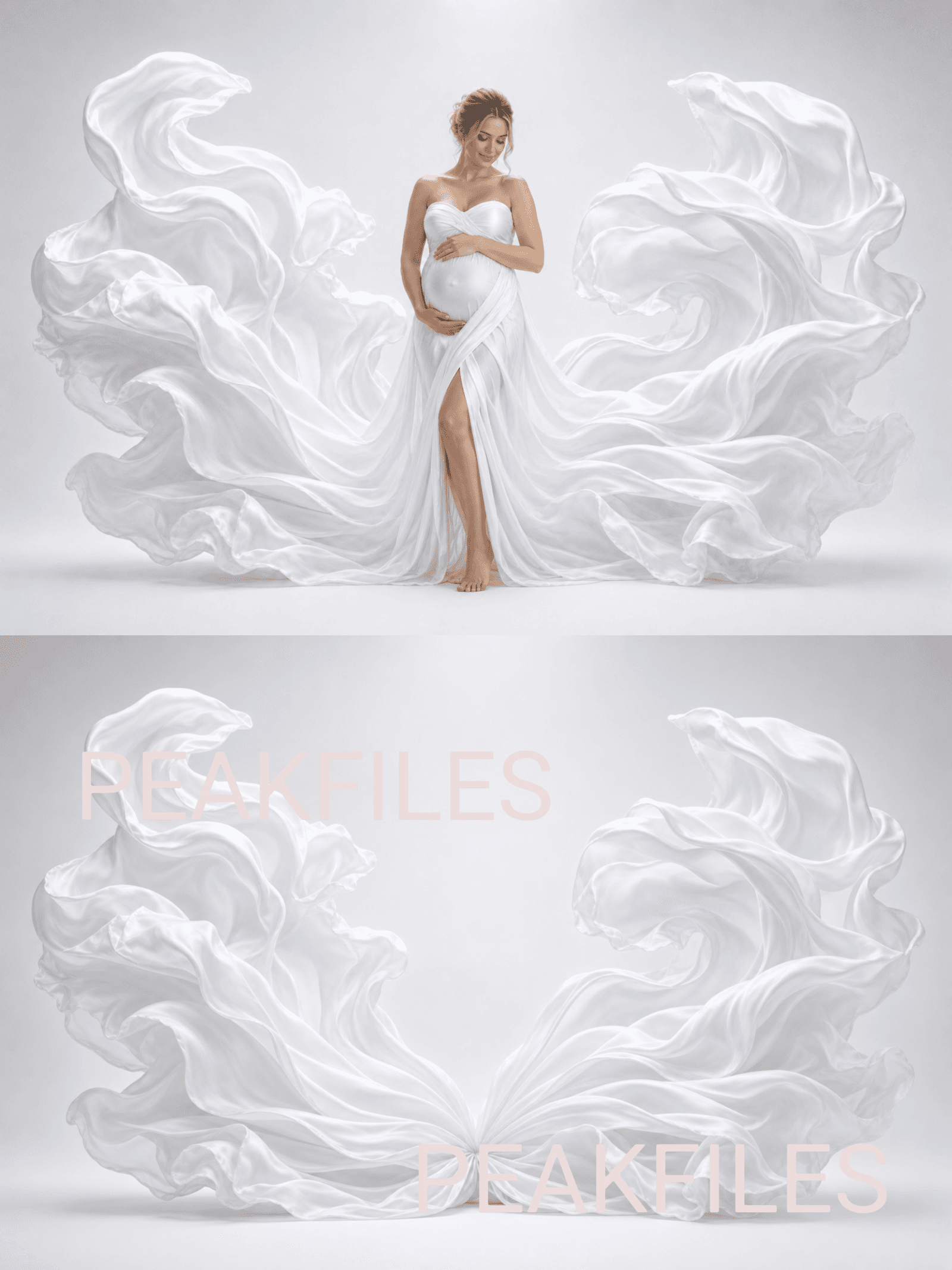 30 White Draped Fabric Maternity Backdrops, White Pregnancy Digital Background Bundle, Elegant Portrait Backdrops - Thumbnail 2