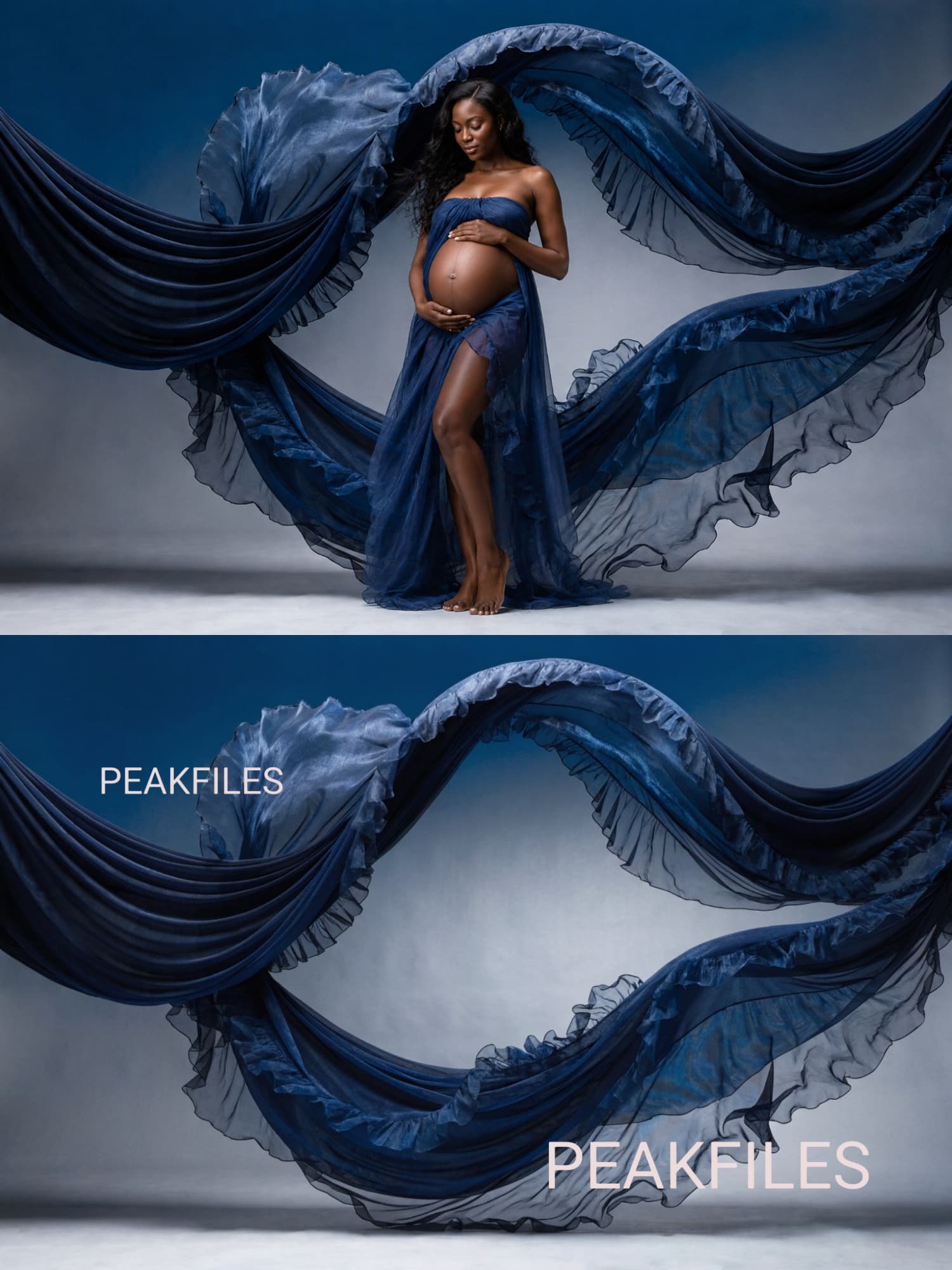 40 Navy & Blue Fabric Maternity Backdrops, Flowing Fabric Pregnancy Backgrounds, Digital Portrait Backdrops, JPG Download - Thumbnail 5