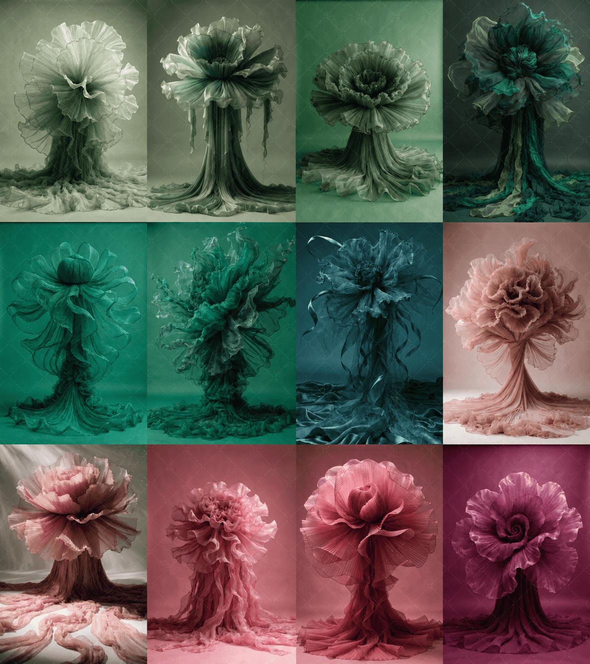 60 Fabric Flower Maternity Digital Backdrops | Luxury Fine Art Studio Portrait & Pregnancy Photography Backdrops - Thumbnail 12
