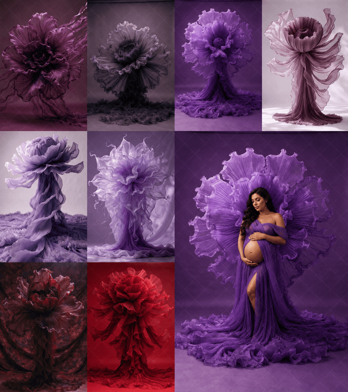 60 Fabric Flower Maternity Digital Backdrops | Luxury Fine Art Studio Portrait & Pregnancy Photography Backdrops - Thumbnail 13