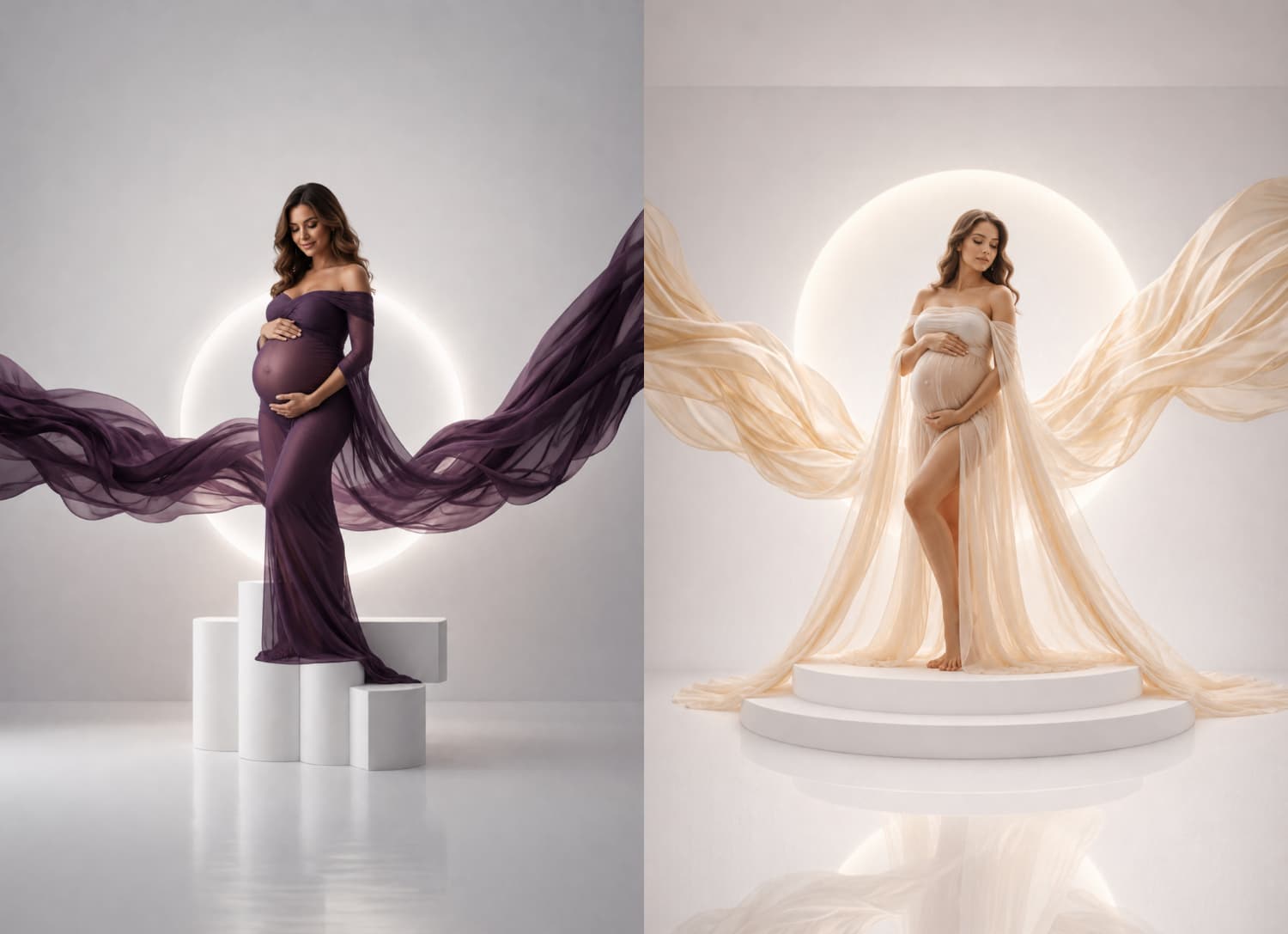 25 Backlight Podium Maternity Backdrops, Pregnancy Portrait Overlay, Glowing Halo Studio, Baby Bump Photography, Expecting Mother Digital Background, Elegant Woman Portrait - Thumbnail 5