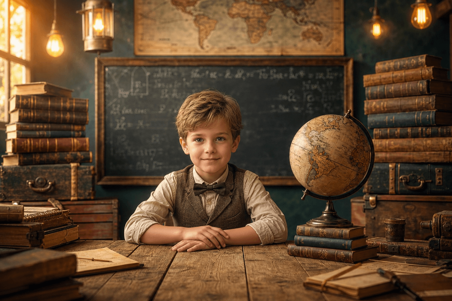 10 Vintage School Digital Backdrops | Antique Classroom, Library, World Map, Chalkboard Portrait Backgrounds | High-Resolution JPG Download - Thumbnail 2