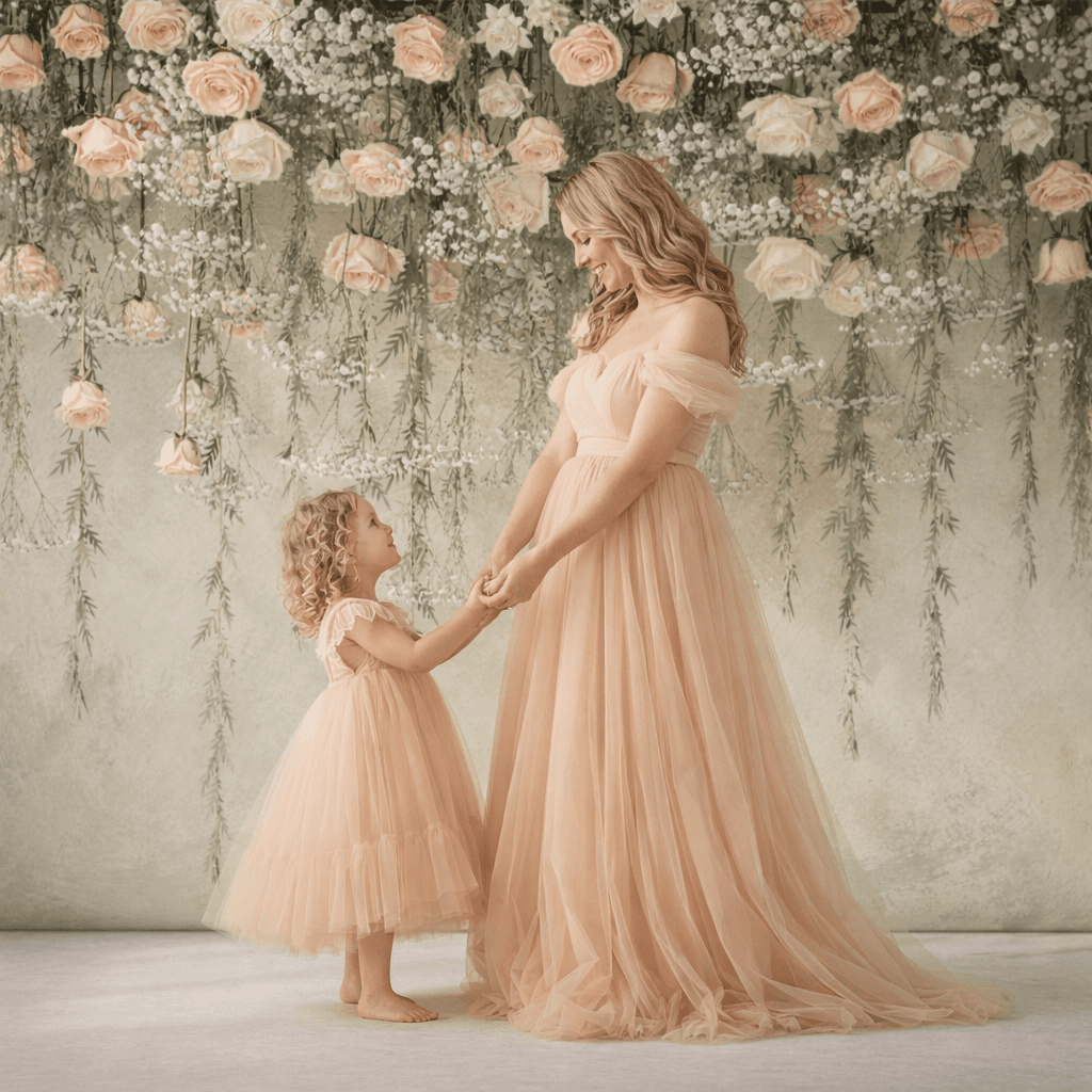 Peach Rose Floral Backdrop, Photography Background, Maternity Photoshoot Backdrop, Wedding Floral Wall, Romantic Studio Prop, Mother Photo